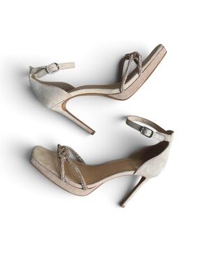 Women’s Vince Camuto Klaresia Suede Knotted Crystal Ankle-Strap Heels